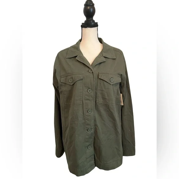a. n. a Army Green Women’s Button Up Shirt Jacket Size Small NWT - Picture 2 of 11